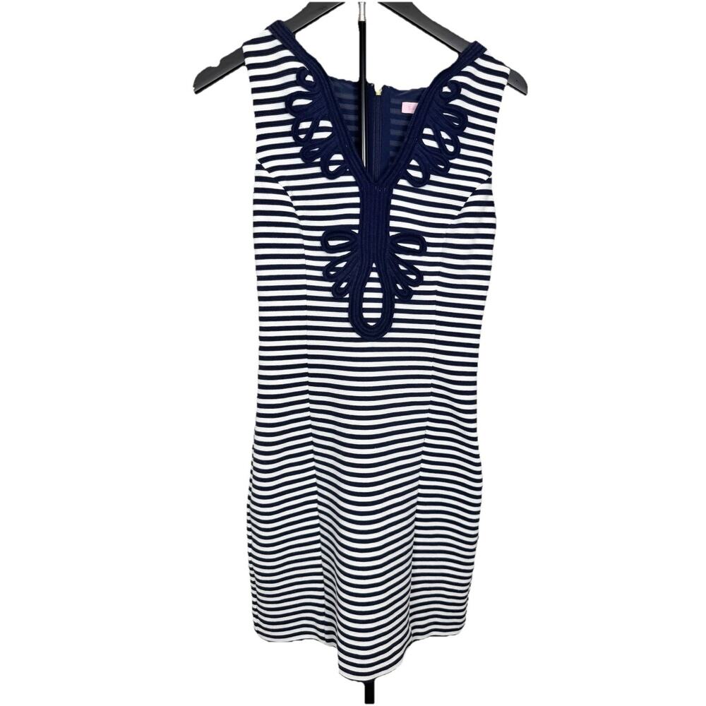 Lilly Pulitzer Janice Shift Dress Women’s Sz S Blue White Stripe Sheath